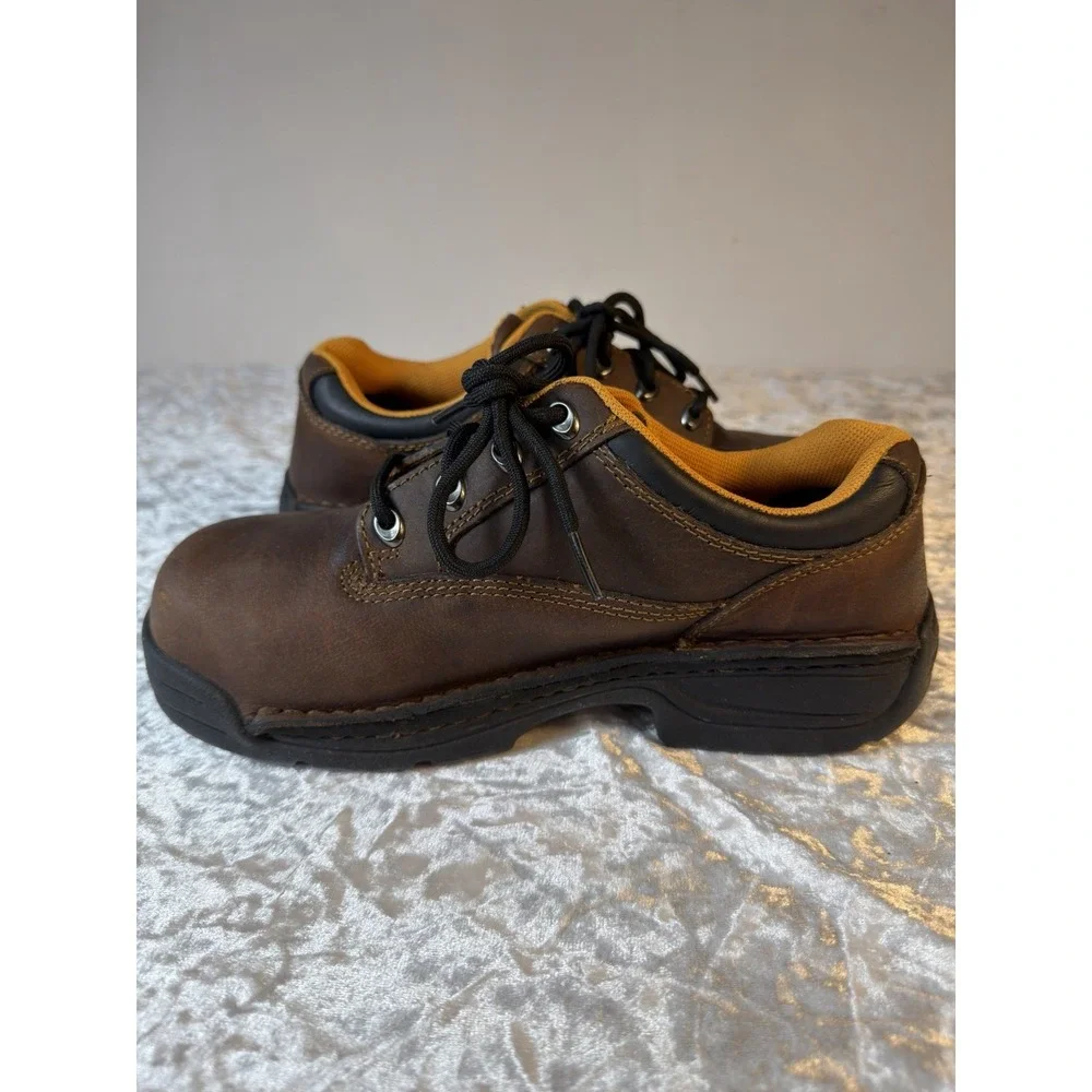 Hytest Womens Size 9 Wide Safety Toe Work Shoes Brown Leather Slip‎ Resistant